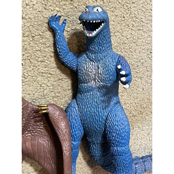 2 Vintage Imperial Godzilla 9” Blue Hard Rubber Action Figure & 2020 Rodan Lot - Picture 2 of 7